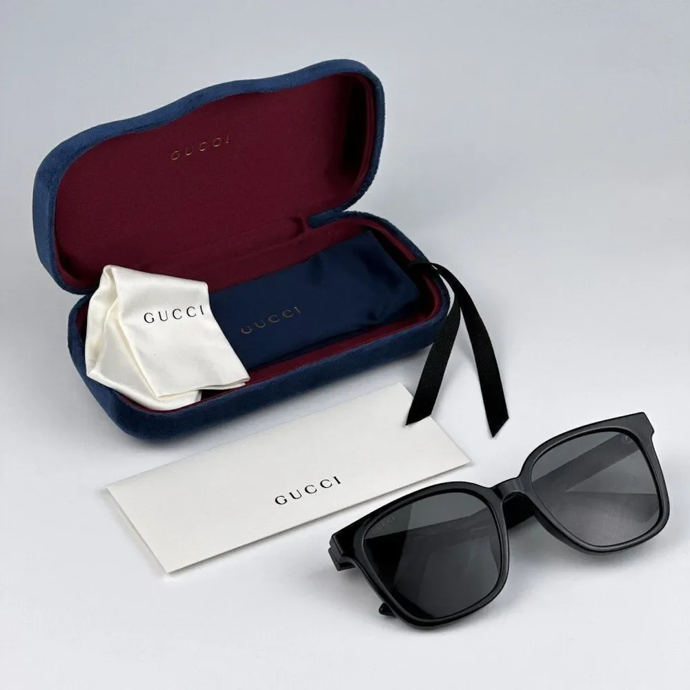 NEW Gucci GG1346SK 001 Black Grey Square Unisex Sunglasses GG 1346SK